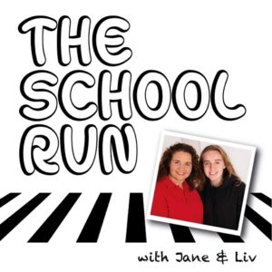 Picture of The School Run podcast cover with a black & white zebra crossing